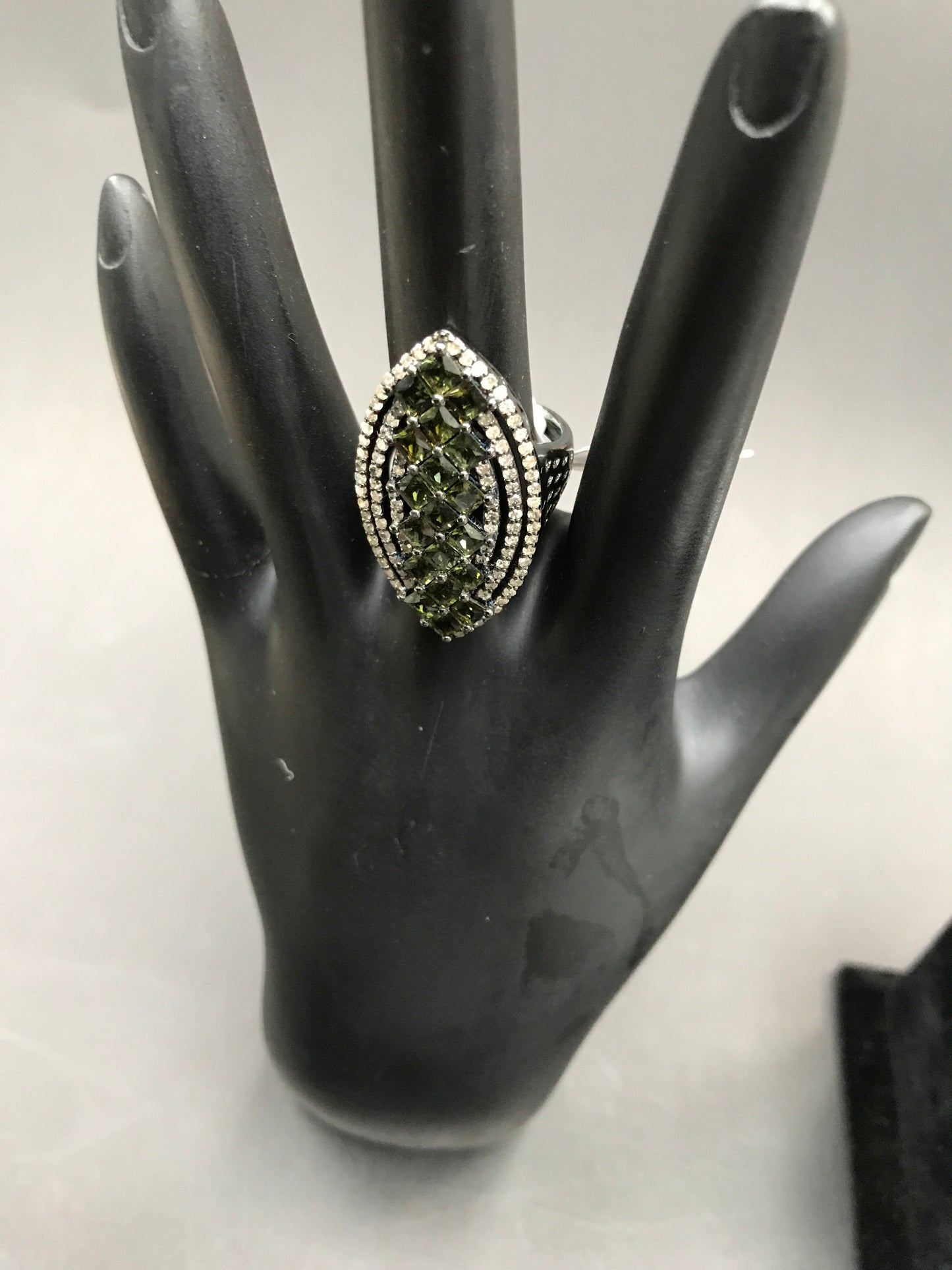 Diamond and Silver Tourmaline Ring