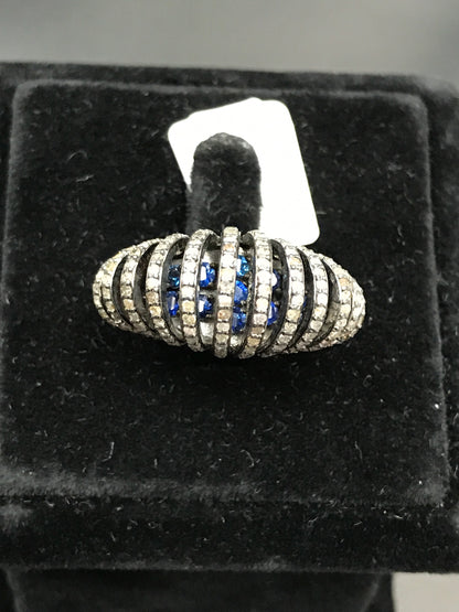 Silver Pave Diamond Ring .925 Oxidized Sterling Silver Diamond Ring, Genuine handmade pave diamond Ring Size Approx 0.92"(23 X 15 MM)