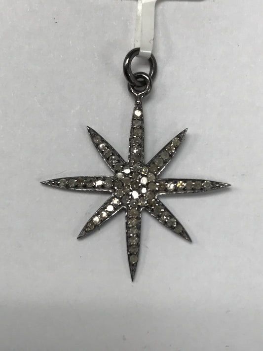 Star Burst Diamond Pendant & Charms Approx 24 x 24 mm
