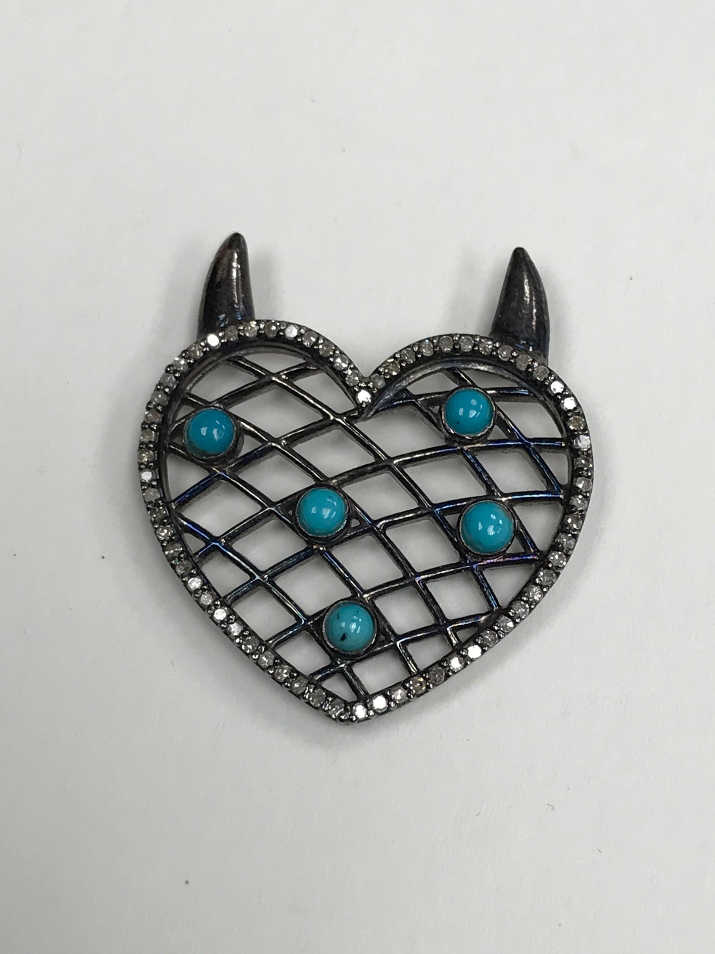 Diamond Embossed Heart Shape Pendant, Pave Diamond Pendant, Pave Embossed Heart Shape Necklace, Approx 32 x 28mm