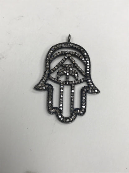 Hamsa Hand Silver and Diamond Pave  PENDANT & CHARMS