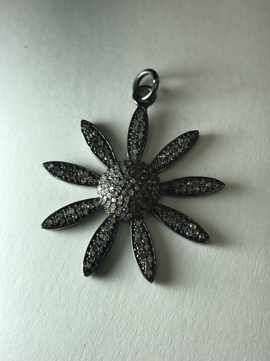 Flower Spike Leaves Diamond Pendants & Charms