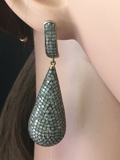 Diamond and Silver Black Rhodium Finish Earrings