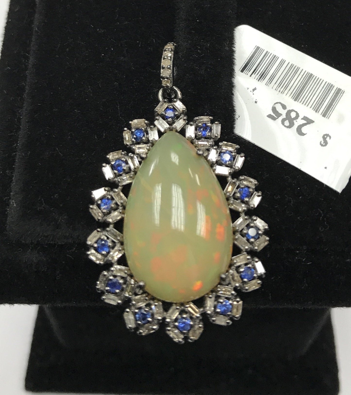 Opal and Blue Sapphire Pendant with Diamond