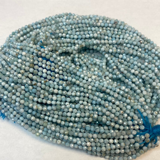 LARIMAR BEADS ROUND FACETED 3 mm