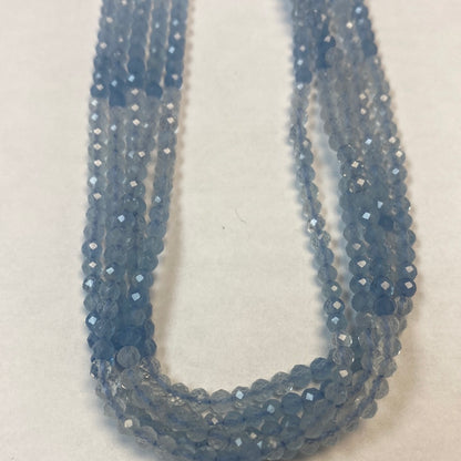 AQUMARINE BEADS ROUND FACETED 3-4MM