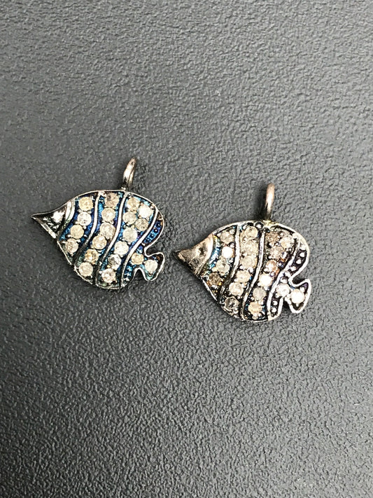 Fish Shape Pave Diamond Charm