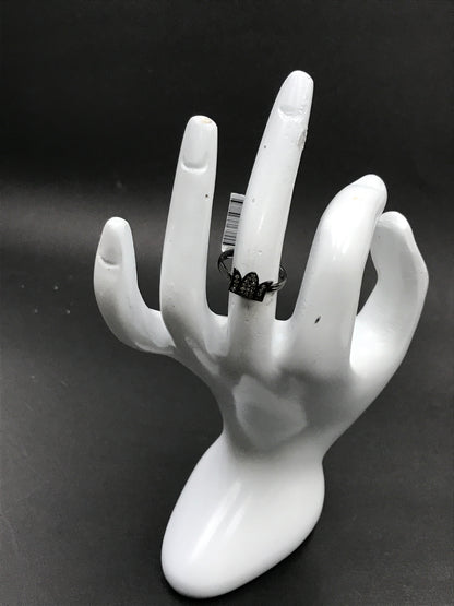 Diamond and Silver Black Rhodium Finish Ring