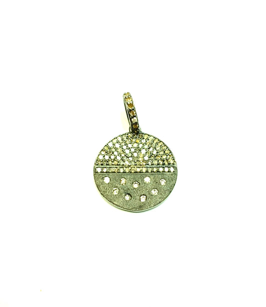 Round Shape Silver Pave Diamond Pendant