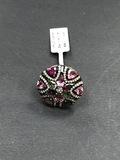 DIAMOND AND MULTI TOURMALINE RINGS