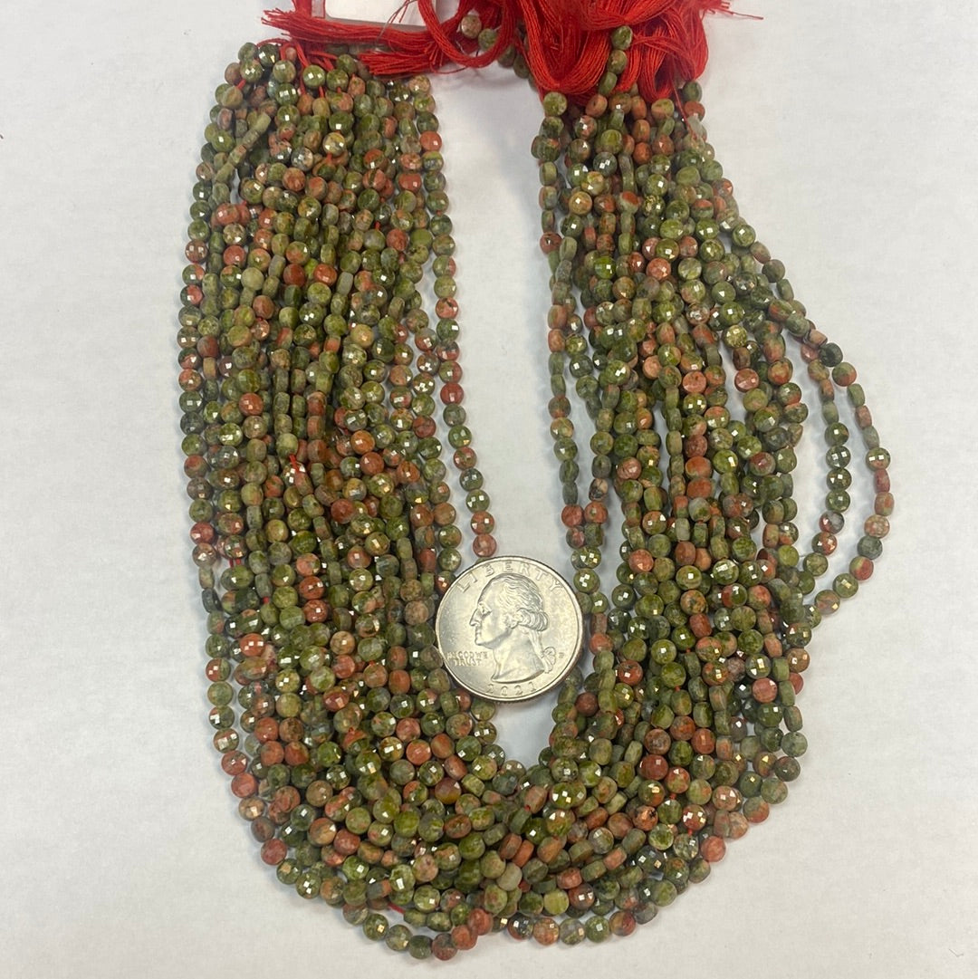 Unakite Coin Facetted, Coin Facetted, Beads