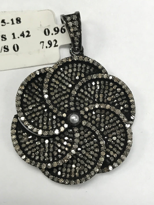 Flower Shape Diamond Pendants Charms, Approx 30 MM