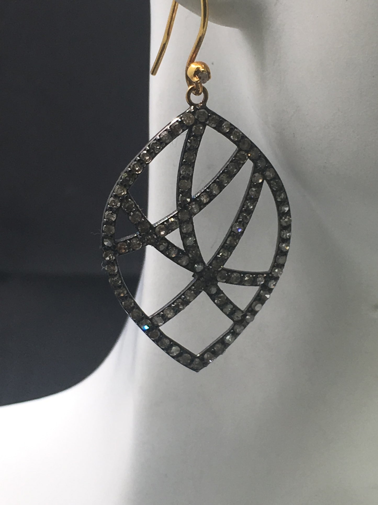 Diamond and Silver Black Rhodium Finish Earring