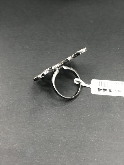 Butterfly shape Pave Diamond Ring .925 Oxidized Sterling Silver Diamond Ring, Genuine handmade pave diamond Ring Size Approx 1.60"(35 x 40 MM)