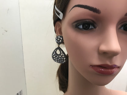 Diamond And rainbow Moonstone earrings