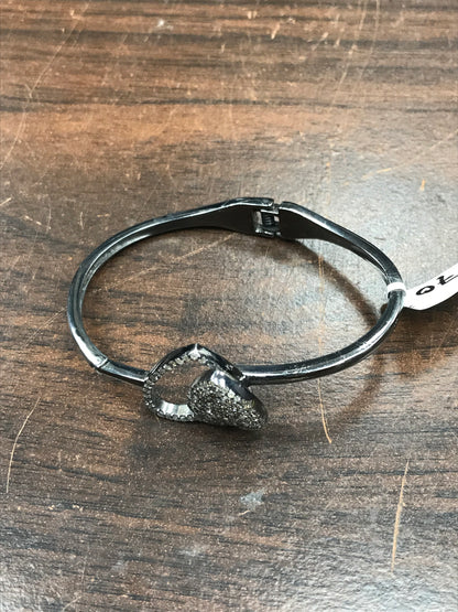 Heart Diamond Silver Bracelet .925 Oxidized Sterling Silver Diamond Bracelet, Genuine handmade pave diamond Bracelet.