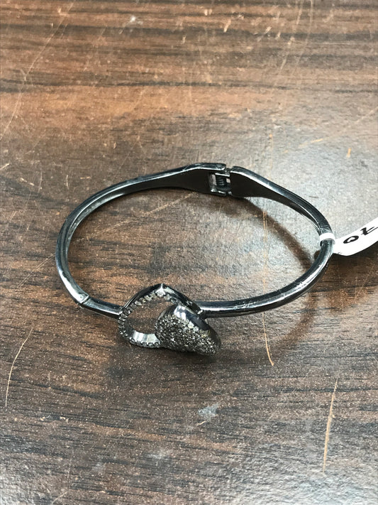 Heart Diamond Silver Bracelet .925 Oxidized Sterling Silver Diamond Bracelet, Genuine handmade pave diamond Bracelet.
