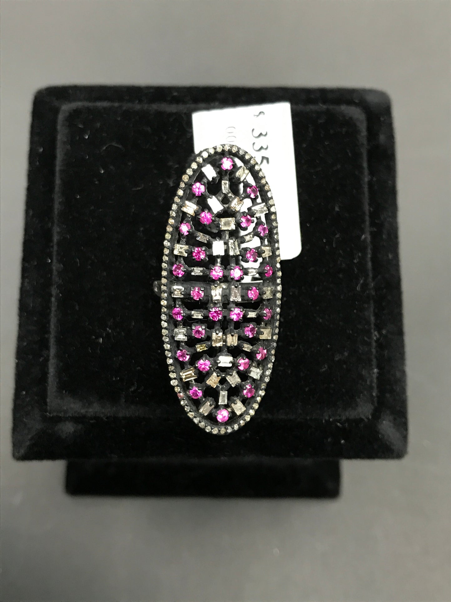 Oval Shape Silver Pave Diamond Ring .925 Oxidized Sterling Silver Diamond Ring, Genuine handmade pave diamond Ring