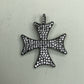 Maltese Cross Pendant ,Approx 1'' long(24 x 24mm) Oxidized Silver, Silver