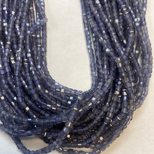 Iolite Faceted Square, Iolite faceted box, faceted cube