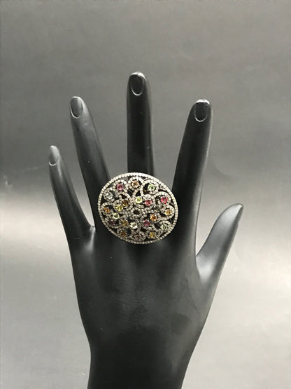 DIAMOND AND MULTI TOURMALINE RINGS