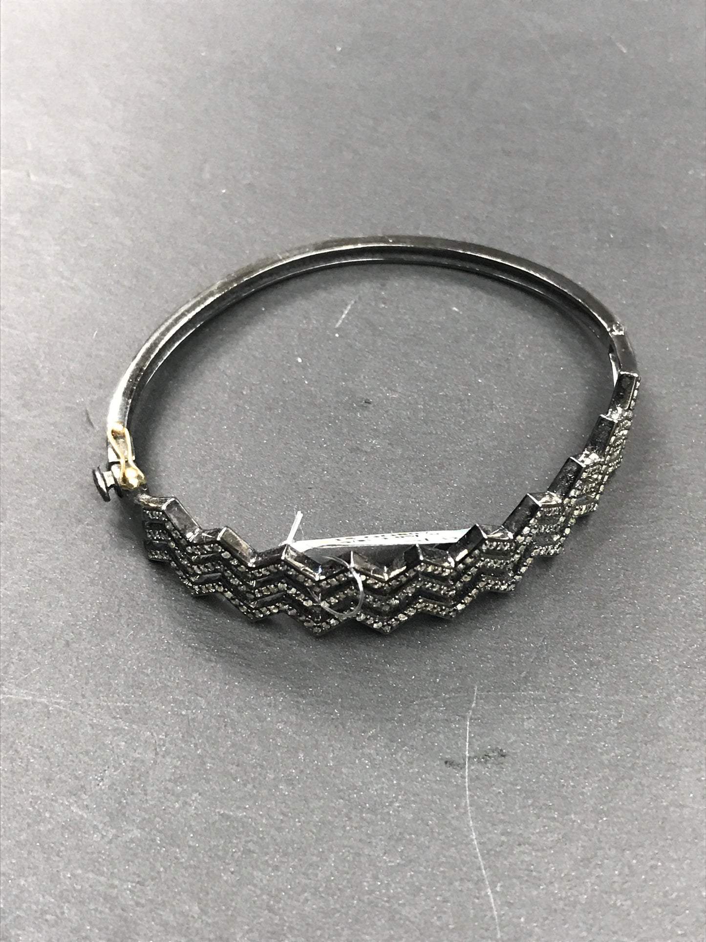 Diamond and Silver Black Rhodium Finish Bracelets