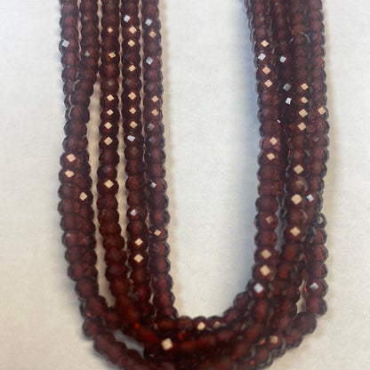 GARNET BEADS ROUND FACETED 3-4MM