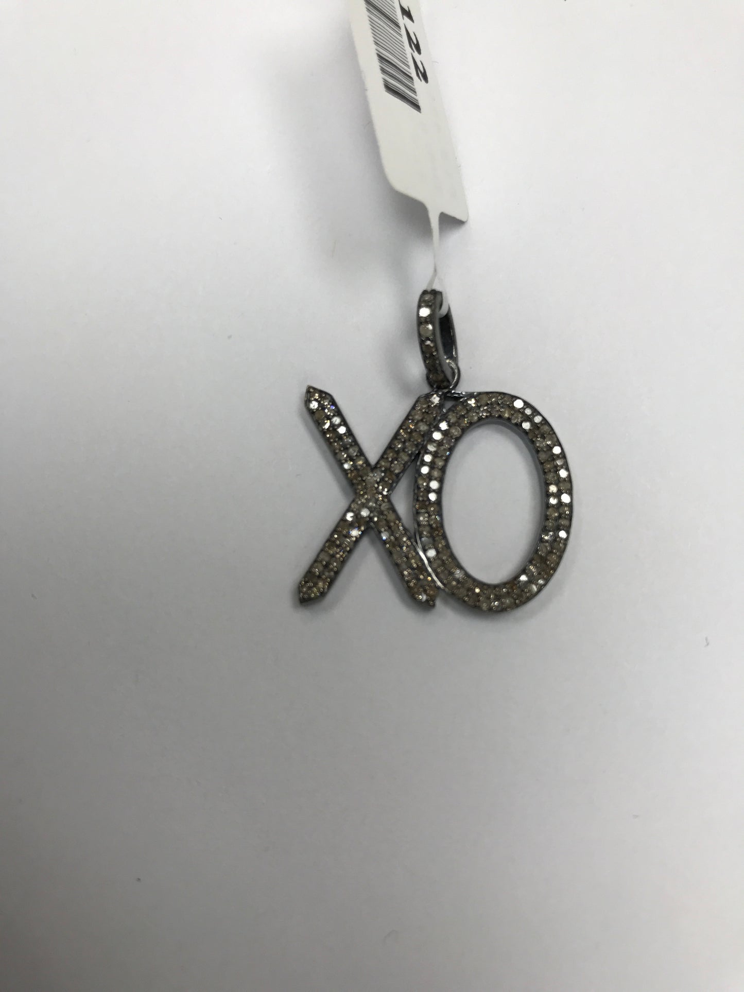XO shape Pave Diamond Pendants .925 Oxidized Sterling Silver Diamond Pendants, Genuine handmade pave diamond Pendants Size 25 x 20 mm
