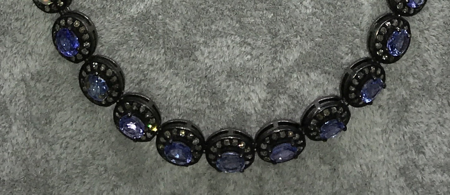 Opal and tanzanite necklace