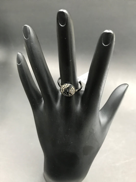 Diamond and Silver Black Rhodium Finish Ring