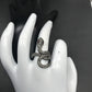 Snake Diamond and Ruby Silver Black Rhodium Finish Rings
