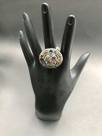 DIAMOND AND MULTI TOURMALINE RINGS