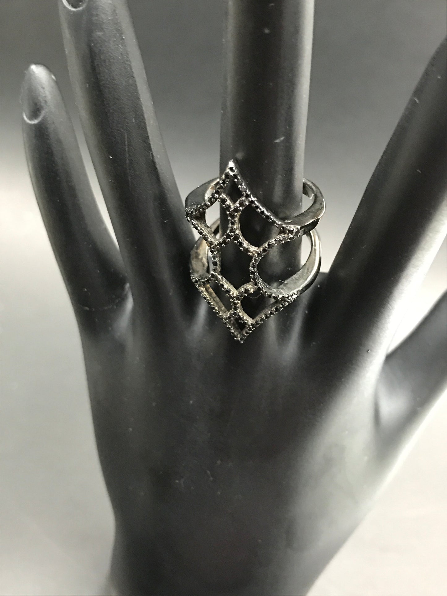 Black Spinel Ring .925 Oxidized Sterling Silver Black Spinal Ring, Genuine handmade pave Black Spinal Ring Size Approx(21x34 mm)
