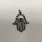 Diamond  Hamsa Hand with Blue Sapphire Pendant, Pave Diamond Pendant,  Hamsa Hand Necklace, Approx 27 x 22mm. Sterling Silver