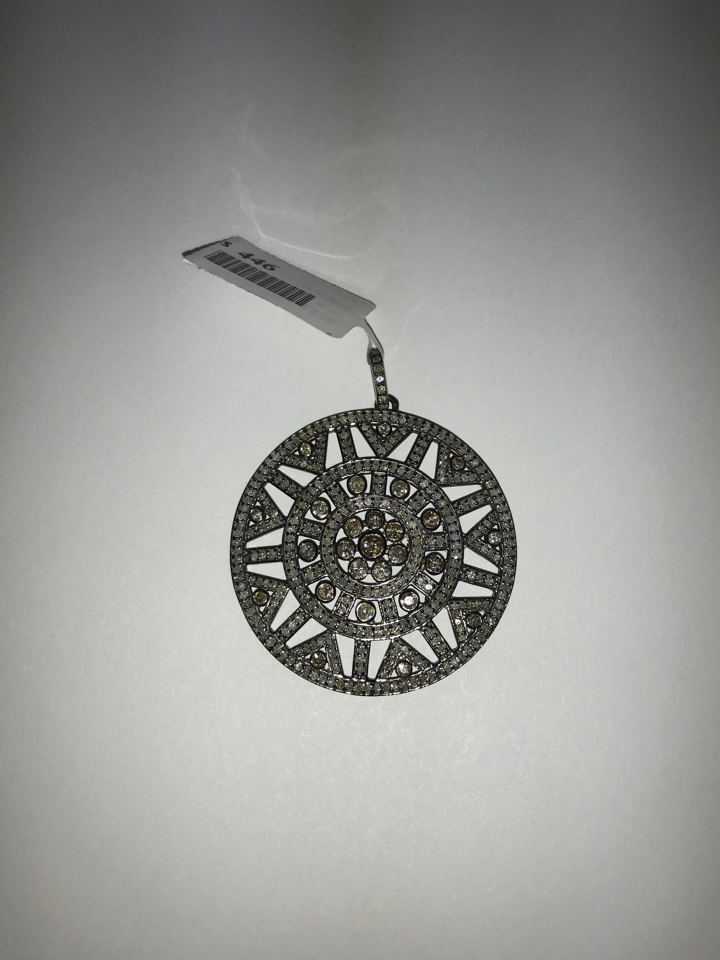 Round Shape Diamond Pendant .925 Oxidized Sterling Silver Diamond Pendant, Genuine handmade pave diamond Pendant.
