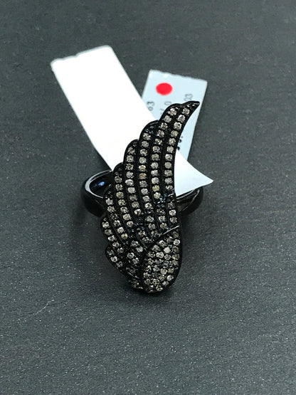 Diamond and Silver Black Rhodium Finish Ring