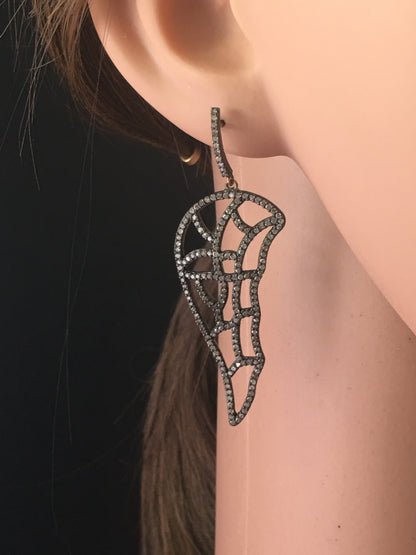Diamond and Silver Black Rhodium Finish Earrings