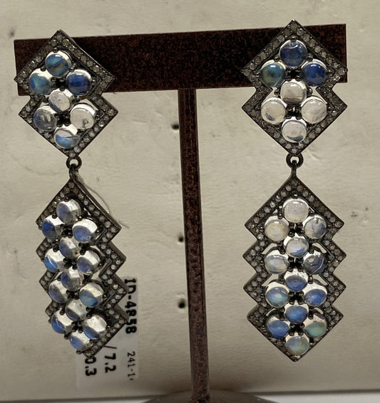 Rainbow Moonstone Diamond earring