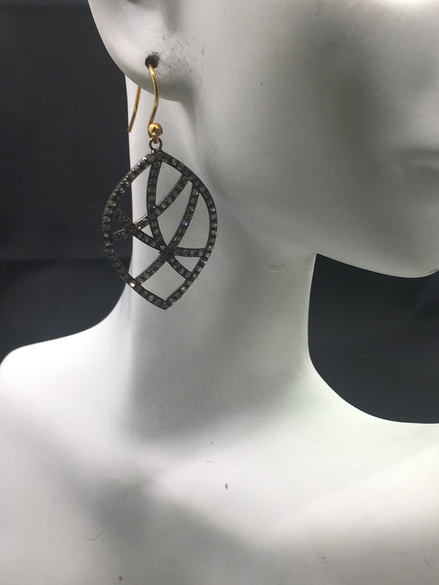 Diamond and Silver Black Rhodium Finish Earring