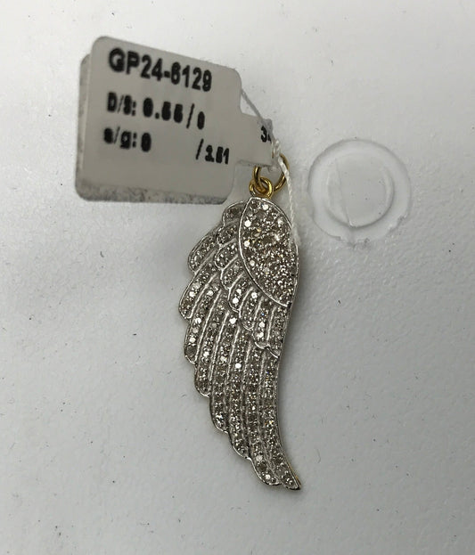 14K Solid Gold Wings Diamond Pendants