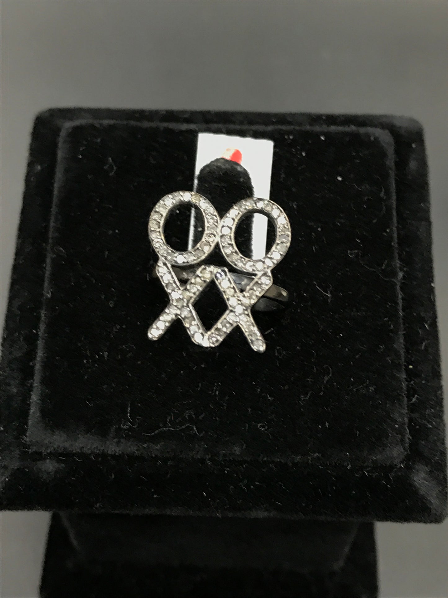 XO Pave Diamond Ring .925 Oxidized Sterling Silver Diamond Ring, Genuine handmade pave diamond Ring Size Approx 0.80"(18 x 20 MM)