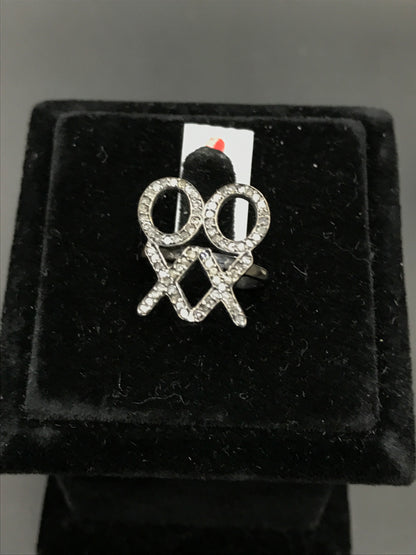 XO Pave Diamond Ring .925 Oxidized Sterling Silver Diamond Ring, Genuine handmade pave diamond Ring Size Approx 0.80"(18 x 20 MM)