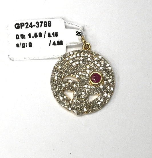 14K Solid Gold Funny Face Diamond Pendants