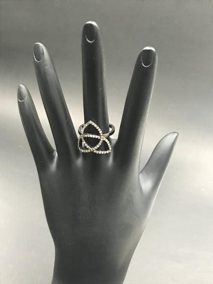 Diamond and Silver Black Rhodium Finish Rings
