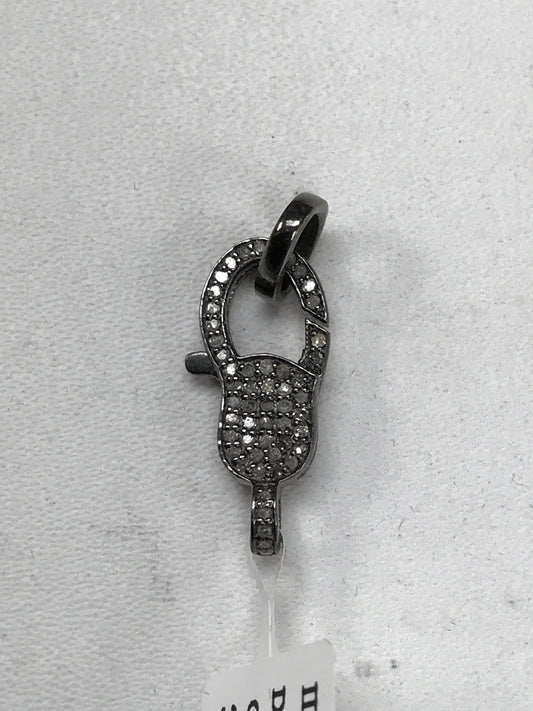 Diamond Clasps .925 Oxidized Sterling Silver Diamond Clasps, Genuine handmade pave diamond Clasps Size Approx 22 x 9 MM
