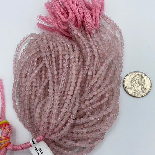 Rose Quartz Faceted Beads Coin, Beads Coin Beads, Coin