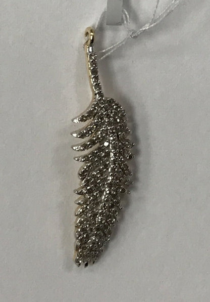 14K Solid Gold Leaf Diamond Pendants. Genuine handmade pave diamond Pendant.