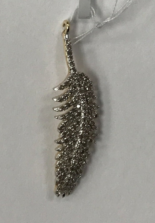 14K Solid Gold Leaf Diamond Pendants. Genuine handmade pave diamond Pendant.