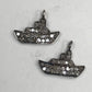 Diamond Love Boat Pendant, Pave Diamond Pendant, Pave Love Boat Necklace, Approx 14 x 18mm. Sterling Silver
