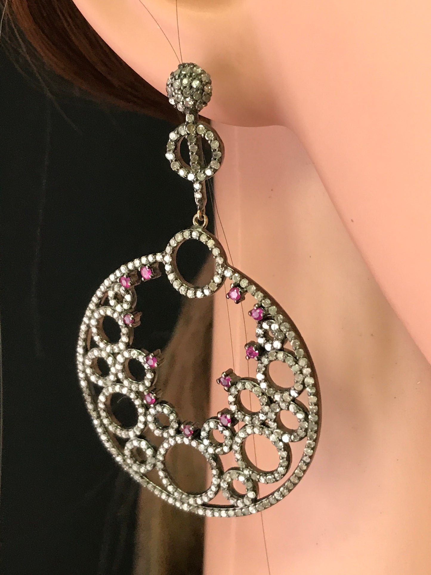 Circle Art Style Diamond Earrings